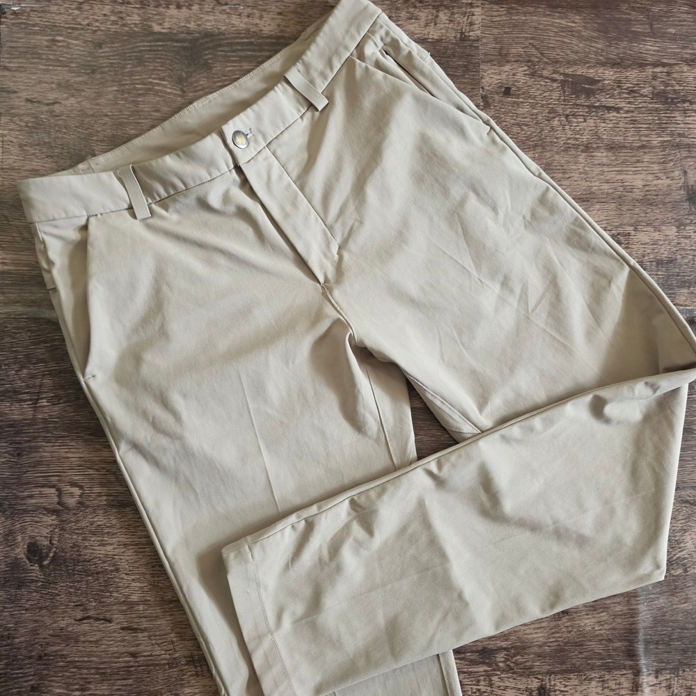 LULULEMON Commission Slim-Fit Pants Mens 30 Tan Khaki Warpstreme ABC Chino